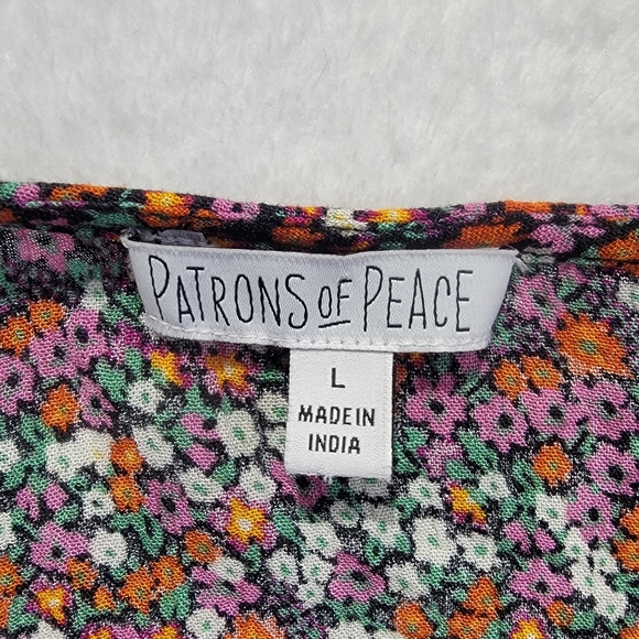 Patrons Of Peace Floral Flutter Sleeve V Neck Ruched Waist Crop Top Size L - Picture 5 of 9